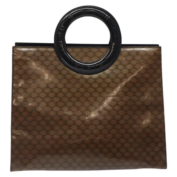 CELINE Macadam Canvas Hand Bag PVC Brown Gold Auth 120157 - Picture 2 of 16